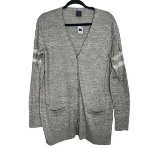 NWT GAP Light Gray Women's Large 100% Cotton V- Neck Cardigan